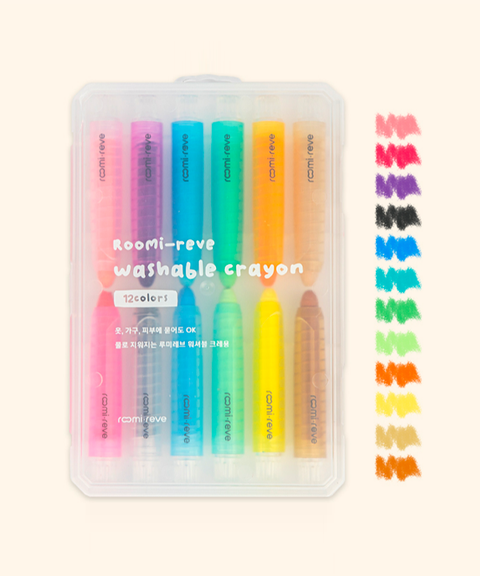 Crayón lavable Roomi Reve de 12 colores Malang Honey