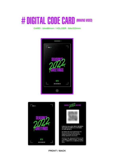 Bộ đầy đủ) 2022 BTS Season's Greetings Suga kèm lịch treo tường