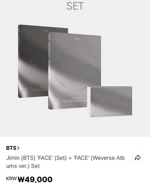 Bộ album BTS Jimin FACE với Weverse POB