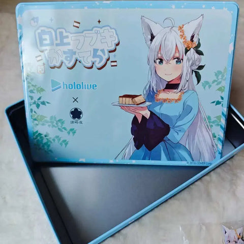 Hololive Shirakami Fubuki Can Badge + Acrylic Stand Suzakiya Castella Collaboration