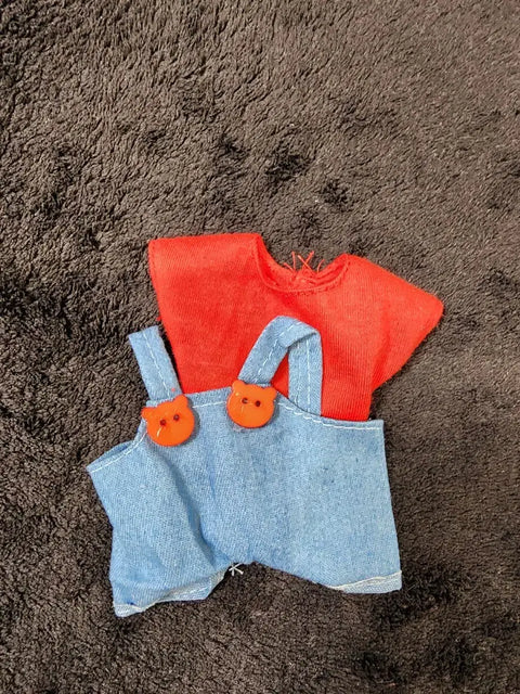 Labubu Red T-shirt & Overalls Set