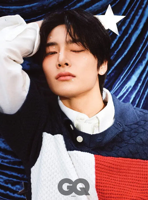 Selling GQ magazine featuring Stray Kids in Tommy Hilfiger pictorial.