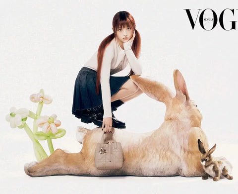 Transfer of Vogue magazine featuring New Jeans' Haerin and Kim Yuna's Dior photoshoot.