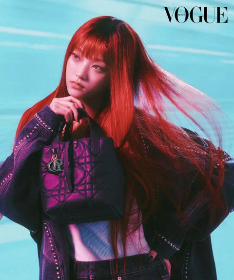 Transfer of Vogue magazine featuring New Jeans' Haerin and Kim Yuna's Dior photoshoot.