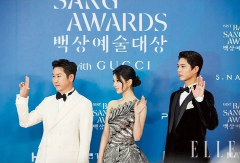 Elle magazine featuring the Baeksang Arts Awards winners on the cover, along with behind-the-scenes sketches, for sale.