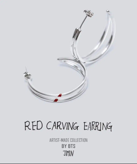 BTS Jimin Red Carving Earrings