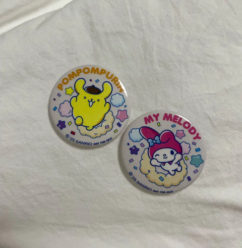 Sanrio Can Badge Pompompurin, My Melody Batch