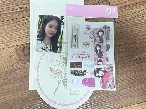 IU Flower Bookmark Set Photo Card + Sticker + Lyrics Sheet