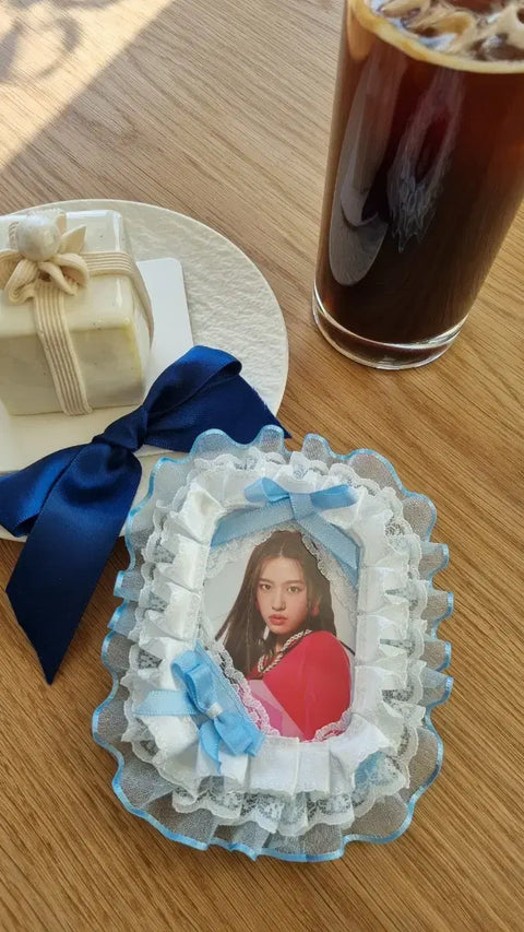 Kiki Pocket Handmade Toploader Photocard Decoration Blue Ribbon No. 11 Lace