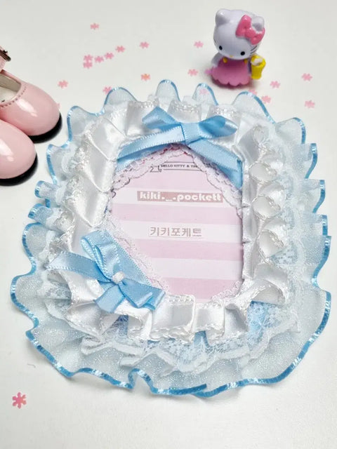 Kiki Pocket Handmade Toploader Photocard Decoration Blue Ribbon No. 11 Lace