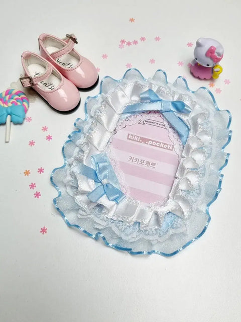 Kiki Pocket Handmade Toploader Photocard Decoration Blue Ribbon No. 11 Lace