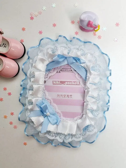 Kiki Pocket Handmade Toploader Photocard Decoration Blue Ribbon No. 11 Lace