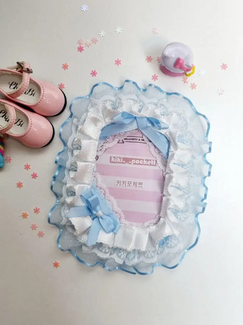 Kiki Pocket Handmade Toploader Photocard Decoration Blue Ribbon No. 11 Lace