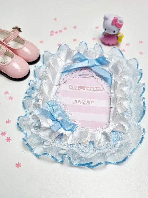 Kiki Pocket Handmade Toploader Photocard Decoration Blue Ribbon No. 11 Lace