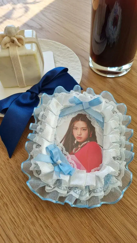 Kiki Pocket Handmade Toploader Photocard Decoration Blue Ribbon No. 11 Lace