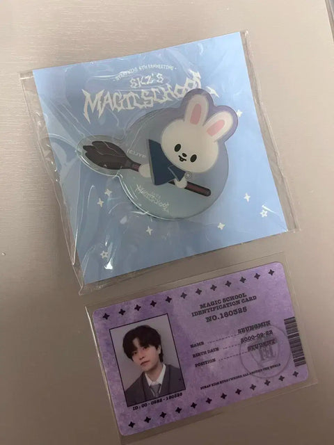Stray Kids Magic School Seungmin ID Card, Leebit Griptok, all together for sale.