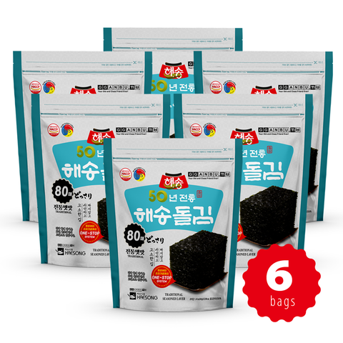 Haesong - Dol-gim de algas marinas tostadas de primera calidad (80 hojas/paquete)