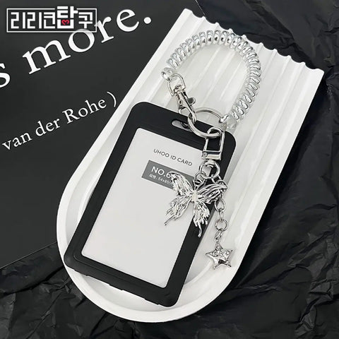 Silver plated butterfly keyring photocard toploader card case N.W.S.H Bonedoc The Boyz