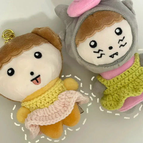 10cm Doll Knitted Frill Dress, Doll Teddy Bear Crossbody Bag