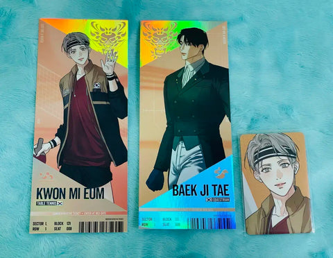 Team Lezhin match ticket, obsessive desire, Jitae, Mieum, Team Lezhin photocard, collection photo, photocard