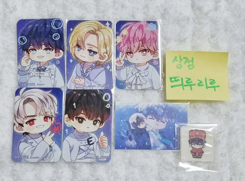 PLAVE unofficial merch: Mill, Noah, Bado, Eunho, Hamin, Somsom, Corotto, photocard, and other items as a set.
