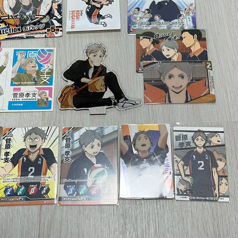 Haikyuu Sugawara plush doll acrylic keychain card badge sale