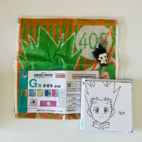 Hunter x Hunter Gon Freecss Gashapon Gacha Rubber Strap Keyring Kuji Shikishi Towel Bundle