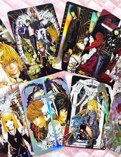 Selling Death Note trading cards, stickers, and merchandise. Includes Light, Misa, and L.