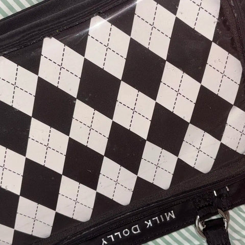 Huyuneko Checkerboard Satin Ita Bag Black