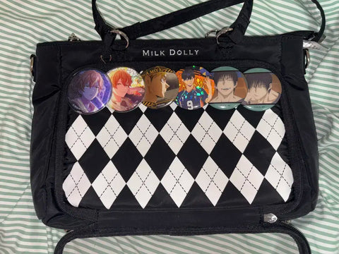 Huyuneko Checkerboard Satin Ita Bag Black