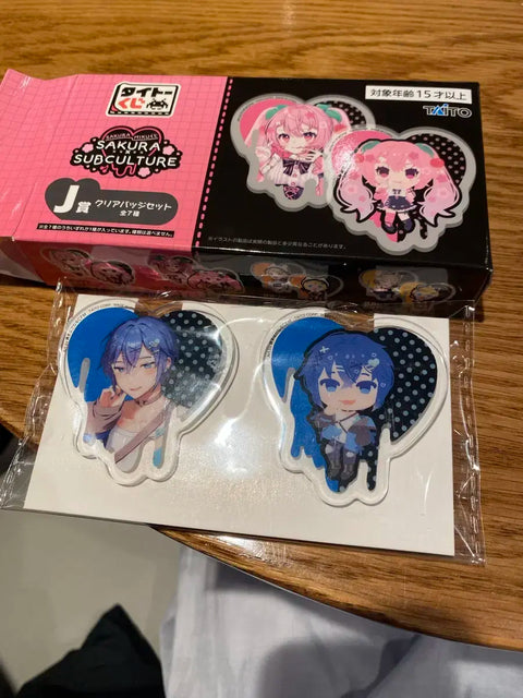 Sakura Miku Taito Kuji First Lottery Kaito J Prize Acrylic Clip Badge Set Unopened