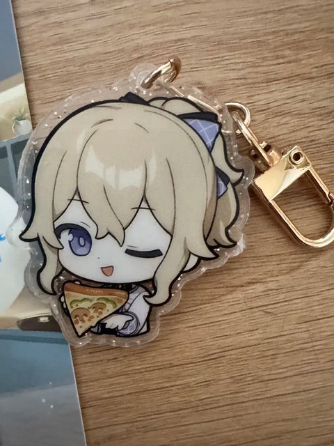 Genshin Impact Pizza Alvolo Collaboration Acrylic Stand, Keyring Bundle