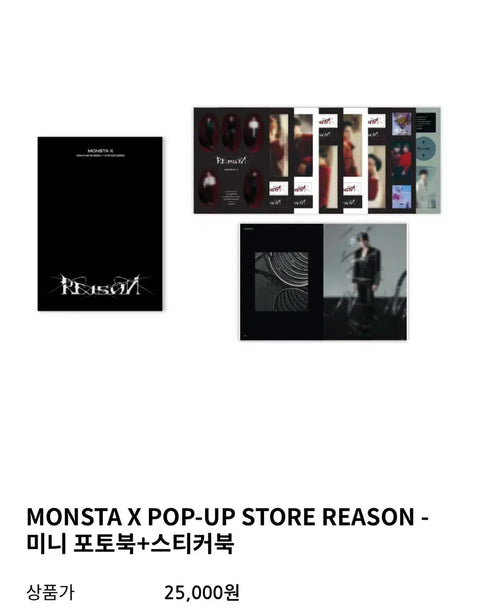 Sách ảnh mini Pop-up MD của MONSTA X Reason + Sách dán nhãn