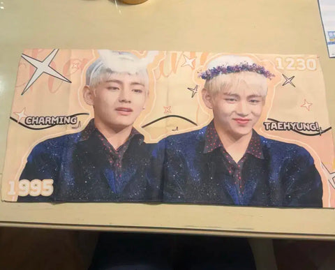 BTS V Taehyung Slogan phản chiếu Kim Taehyung Real V Noona V Half Slogan Reflector V