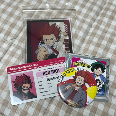 My Hero Academia Kirishima Acrylic Stand Badge Hero License Bundle