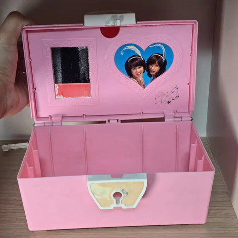 Vintage Retro Pink Lady Japanese Female Duo Plastic Storage Box 70s-80s