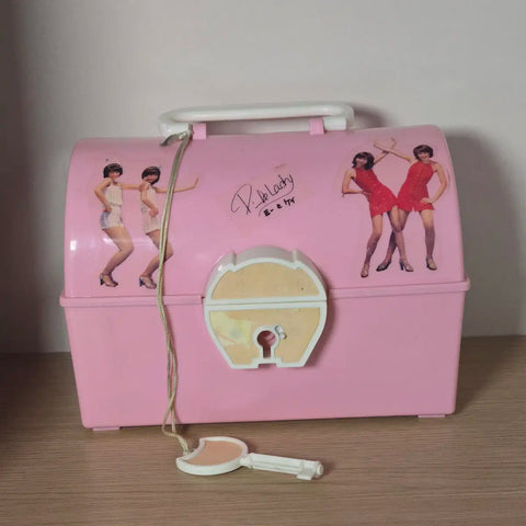 Vintage Retro Pink Lady Japanese Female Duo Plastic Storage Box 70s-80s