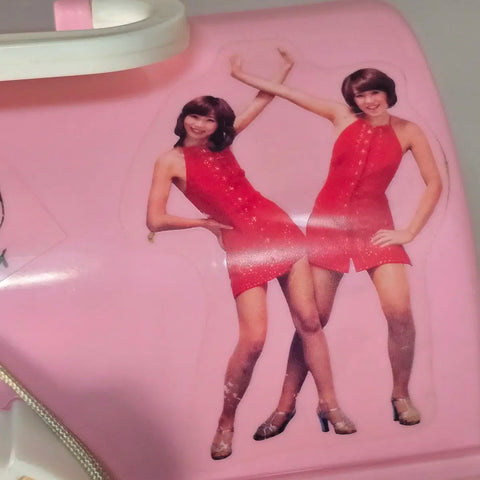 Vintage Retro Pink Lady Japanese Female Duo Plastic Storage Box 70s-80s