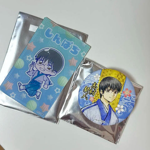 Thẻ Acrylic Gintama Shinpachi, Huy hiệu hộp Hoa, Chim, Gió và Mặt Trăng