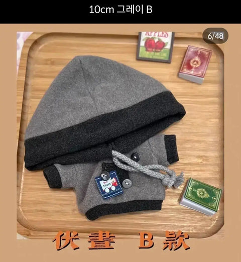 Cotton doll wardrobe 10cm gingham Debut or Die R Lee Know hoodie gray