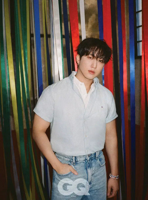 Selling GQ magazine featuring Stray Kids in Tommy Hilfiger pictorial.