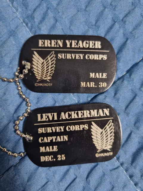 Attack on Titan Levi Eren dog tag
