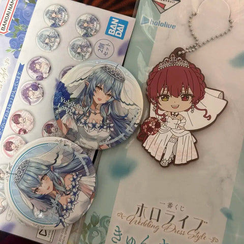 Hololive Wedding Ichibankuji Houshou Marine Rubber Charm Yukihana Lamy Can Badge