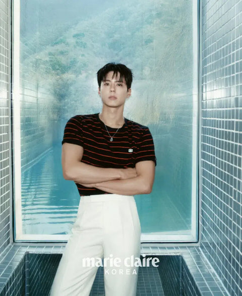 Selling Marie Claire magazine with Park Bo-gum on the cover.