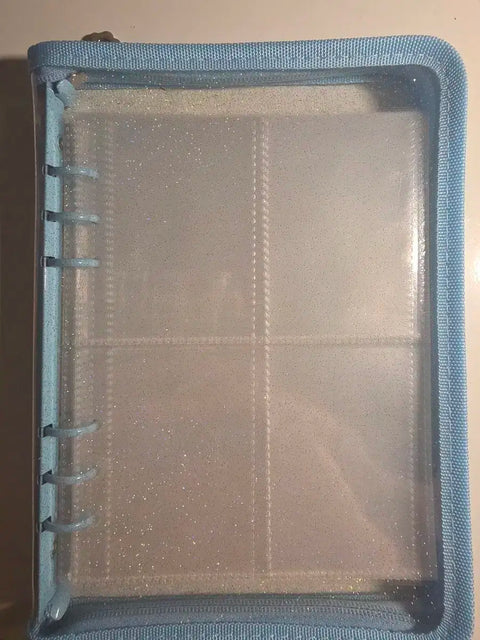 Urgent sale) Sky blue glitter zipper collect book, includes photocard binder sleeves