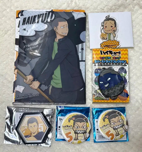 Haikyu Tanaka Ryunosuke Goods Acrylic Keychain Badge Strap Set