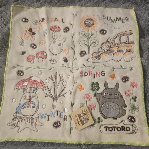 Ghibli Totoro Four Seasons Embroidery Handkerchief