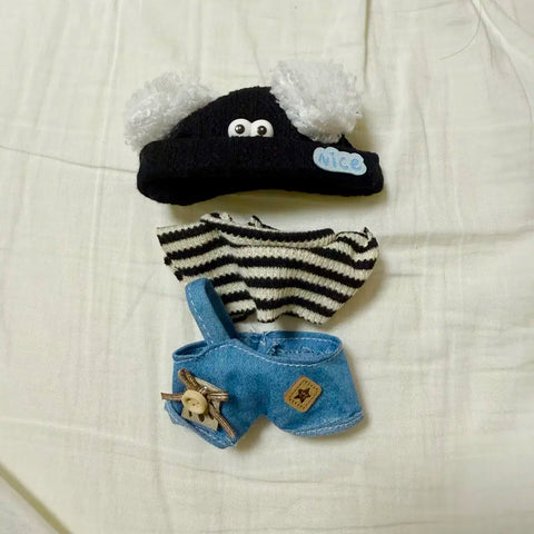 Somging 10cm doll clothes overalls hat