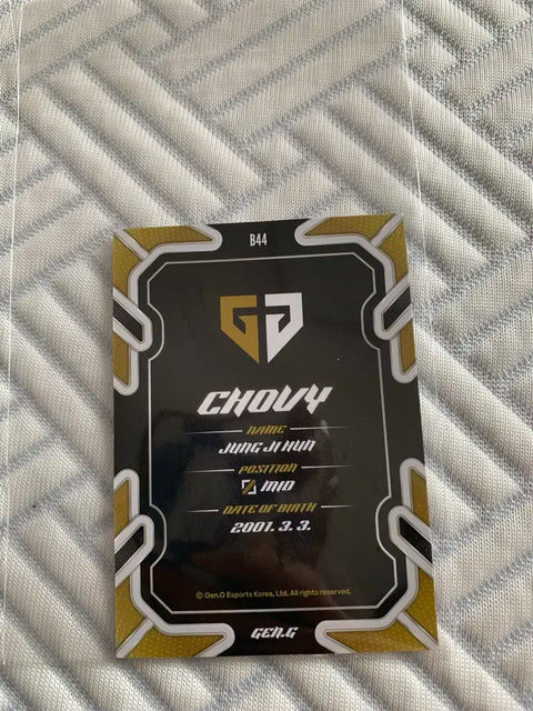 Selling Gen.G 2024 LCK Spring Championship cards in a bundle, Chovy card and badge bonus.