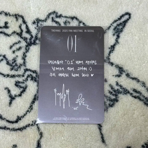 Unopened Big Bang Taeyang 01 Eternity Fan Meeting Photocard